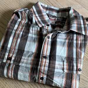 Mossimo Supply Co. Men's Casual Plaid Shirt - Brown, White, and Orange